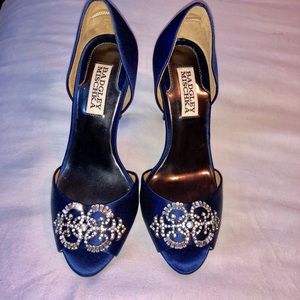 Blue satin shoes